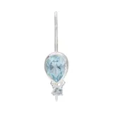 Caravanas colgantes de plata 925 con piedras aguamarina en forma ovalada y circular.