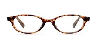 Lentes con filtro de luz azul y protección UV400, modelo Binti Tigris. Montura geométrica con estampado carey y lentes transparentes. Fabricados con material bio-based G850.