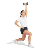 Short deportivo negro de tiro alto con cintura elástica y logo Adidas estampado en la pierna derecha.