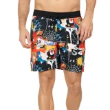 Short de baño Volcom Abg Mariner multicolor con estampado de calaveras, serpientes, telarañas y otros motivos. Tiene cintura elástica negra con cordón ajustable.