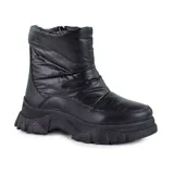 Bota corta negra de caña media, con plataforma track y exterior acolchado.