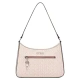 Cartera de hombro Guess Tana color rosa con estampado del logo de la marca en todo el bolso. Tiene un bolsillo externo con cierre y un dije colgante con el logo de Guess.