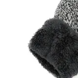 Guantes de lana color gris con detalles en blanco y puños de piel sintética.