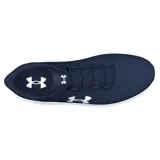 Championes de running Under Armour Phade RN 3, color azul marino con logo verde flúor y suela blanca.