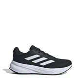 Championes Adidas Response negros con las tres tiras blancas y suela blanca.