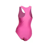 Malla enteriza de natación color celeste con logo de Fila estampado en el pecho.