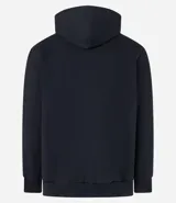 Buzo hoodie negro de algodón con felpa, con cordón ajustable, manga larga, bolsillo canguro, puños y barras ajustados y estampa lettering delantero con el logo de Fender.