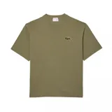 Camiseta negra de manga corta con logo de Lacoste bordado en el pecho.