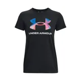 Remera deportiva Under Armour color fucsia con logo blanco estampado en el frente.