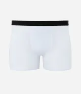 Pack de cinco bóxers de algodón en colores negro, gris, azul marino y blanco, con cintura elástica.