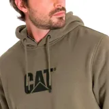Buzo canguro negro de frisa con capucha ajustable con cordones y bolsillo frontal. Logotipo CAT bordado en el pecho.