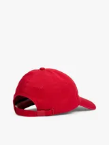Gorra de béisbol roja de algodón, con logo de Tommy Hilfiger bordado en el frente.