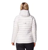 Campera Columbia modelo Arctic Crest, color blanco, con capucha y cierre frontal completo. Cuenta con tecnología Omni-Heat™ Arctic para mayor abrigo y Omni-Shield™ para repeler la humedad.