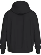 Buzo negro con capucha y cordones ajustables, puños y bajo con punto canalé. Estampado frontal con el logo de Calvin Klein Jeans en forma de caja con diseño diffused.