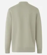 Buzo deportivo negro de poliéster con cuello redondo y mangas largas.