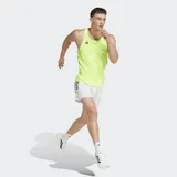 Musculosa de running Adidas Adizero, color amarillo neón, con corte ajustado, espalda deportiva (racer-back) y logo pequeño en el pecho.