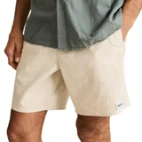 Short de lino color beige, corte recto, con bolsillos laterales y traseros.