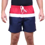 Short de baño Topper Slim con diseño de bloques de color: rojo en la cintura, blanco en el centro y azul marino en la parte inferior.