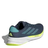Championes de running Adidas Supernova Stride 2, color azul petróleo con detalles en verde menta y amarillo.