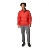 Campera puffer Columbia Delta Ridge II, color rojo, con cierre frontal, cuello alto y bolsillos laterales con cierre. Cuenta con tecnología Omni-Heat™ para mantener el calor corporal y HeatSeal™ para evitar la pérdida de calor.