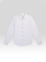 Camisa de manga larga a rayas con corte regular, confeccionada en algodón con botones de madera.