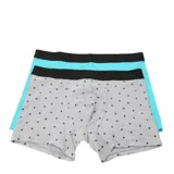 Pack de dos boxers para hombre. Uno es de color gris jaspeado con estampado de pequeños círculos negros y el otro es de color verde agua liso. Ambos tienen cinturilla elástica negra con el logo de North Sails en blanco.