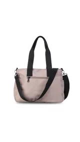 Bandolera morral color tostado con asas de mano y correa de hombro ajustables en color negro. Cuenta con un compartimento principal con cierre, un bolsillo frontal con cierre y tirador con la marca "LINCOLN'S", un bolsillo trasero con cierre y bolsillos laterales abiertos.