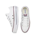Zapatillas Converse Chuck Taylor All Star con plataforma, de lona color blanco, caña baja, cordones de poliéster y ojalillos metálicos.