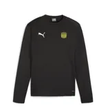 Buzo negro de hombre con logo de Peñarol, confeccionado en mezcla de algodón y poliéster, de corte regular y cuello redondo.