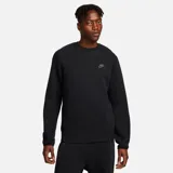 Buzo Nike Tech Fleece negro de corte clásico con cuello redondo y logo pequeño en el pecho.