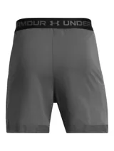 Short deportivo Under Armour Vanish Woven de hombre, color gris con logo negro en la pierna izquierda.