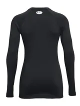 Remera de manga larga Under Armour Authentics Crew, color negro, ajustada al cuerpo, con logo en el pecho y tecnología que mantiene el cuerpo abrigado y seco.