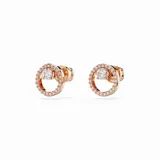 Pendientes de botón circulares en tono oro rosa, con Swarovski Zirconia transparentes engastadas.
