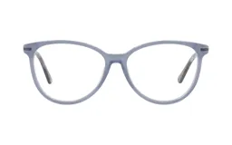 Anteojos de acetato color celeste con forma de ojo de gato.