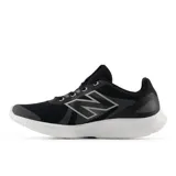Championes New Balance 430 V4 para dama, color negro con logo plateado y suela blanca.