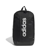Mochila Adidas Linear negra con logo vertical en blanco.