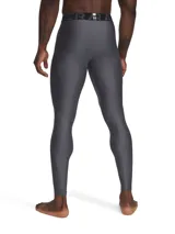 Calza larga de compresión Under Armour HeatGear Armour Leggings, color gris, con cintura elástica con logo y bolsillo lateral.