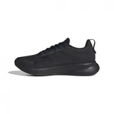 Championes Adidas Runfalcon 5 para hombre, color negro con las tres tiras laterales en negro brillante.