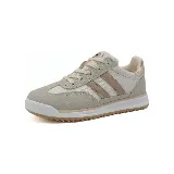 Zapatillas deportivas Le Groupe de dama, color beige con detalles en marrón y dorado.