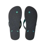 Ojotas negras con tiras de goma color verde agua y logo Rip Curl en dorado.