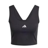 Top deportivo Adidas Essentials Small Logo, color negro, con escote en V y logo de Adidas en el centro del pecho.