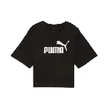 Remera corta Puma ESS Cropped Logo, color negro con logo blanco estampado en el pecho.