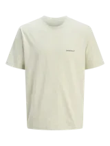 Camiseta de manga corta color beige, con cuello redondo y estampado en la espalda con el logo de la marca Jack & Jones.