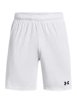 Short deportivo Under Armour Golazo 3.0 negro con logo blanco en la pierna derecha.