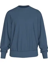 Buzo de corte relaxed color azul, con cuello redondo y cinta decorativa con el logo de Calvin Klein en los laterales.