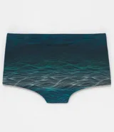 Sunga de corte bóxer con estampado de líneas onduladas en degradé de azul oscuro a celeste.