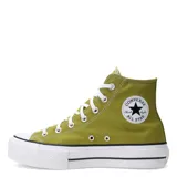 Championes Converse Chuck Taylor All Star Lift color verde oliva, de caña alta y plataforma blanca.