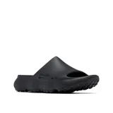 Sandalias Columbia Thrive Revive negras, diseñadas para la recuperación después de actividades físicas. Cuentan con entresuela de espuma ligera, suela de alta tracción Adapt Trax™ y ventilación lateral. Se recomienda pedir un talle menos.