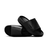 Sandalias Nike Calm Slide de mujer, color negro con logo Nike en relieve en la tira superior.