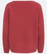 Suéter negro de tejido de punto con cuello bote, manga larga y puños ajustados.